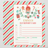 Persoonlijke Elf Report Card Elf Holiday Card (Voorkant / Achterkant)
