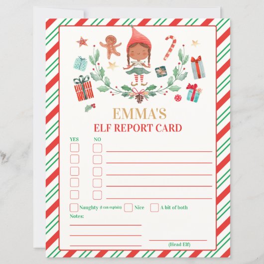 Persoonlijke Elf Report Card Elf Holiday Card (Voorkant)
