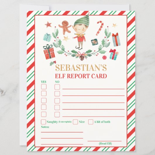 Persoonlijke Elf Report Card Elf Holiday Card (Voorkant)