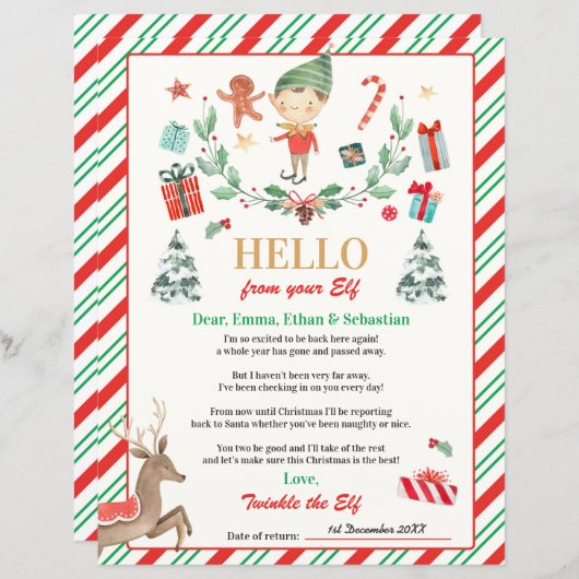 Persoonlijke Elf Return Letter Elf Holiday Card (Voorkant / Achterkant)
