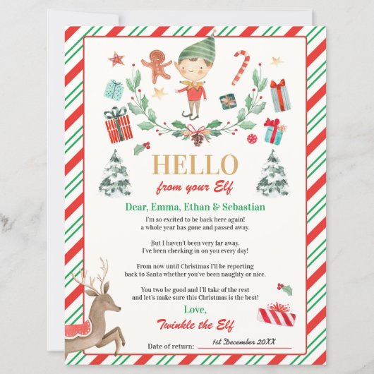 Persoonlijke Elf Return Letter Elf Holiday Card (Voorkant)