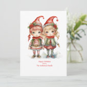 Persoonlijke elfen elf kerstkaart (Staand voorkant)