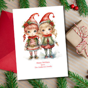 Persoonlijke Elfen Elf Kerstmis Kerstdag Kaart