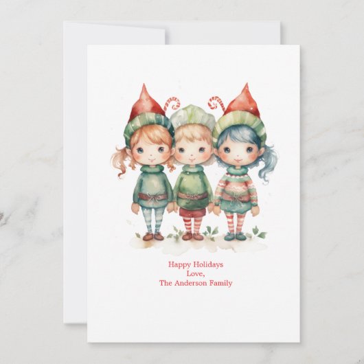 Persoonlijke Elfen Elf Kerstmis Kerstdag Kaart (Voorkant)