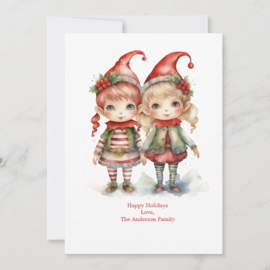 Persoonlijke Elfen Elf Kerstmis Kerstkaart (Voorkant)