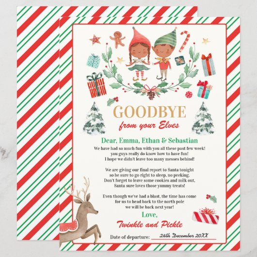 Persoonlijke Elves Goodbye Letter Elf Holiday Card (Voorkant / Achterkant)