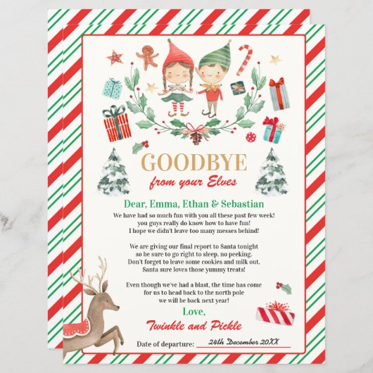 Persoonlijke Elves Goodbye Letter Elf Holiday Card (Voorkant / Achterkant)