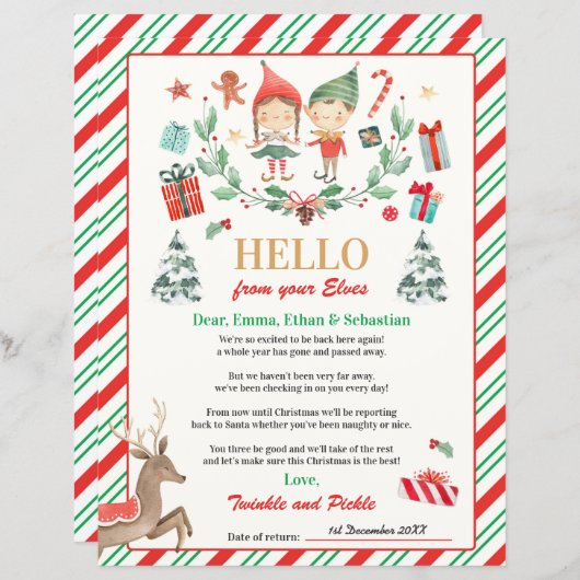 Persoonlijke Elves Return Letter Elf Holiday Card (Voorkant / Achterkant)