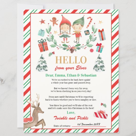 Persoonlijke Elves Return Letter Elf Holiday Card (Voorkant)