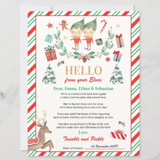 Persoonlijke Elves Return Letter Elf Holiday Card (Voorkant)