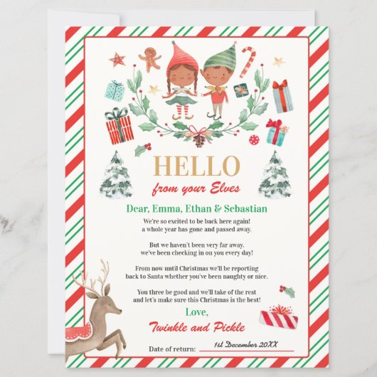 Persoonlijke Elves Return Letter Elf Holiday Card (Voorkant)