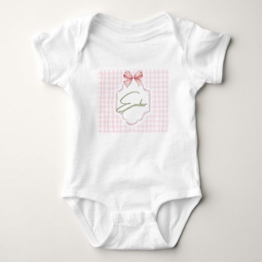 Persoonlijke Ember Baby Meisje Slaapkamer Boog&Gin Romper (Voorkant)