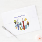 Persoonlijke encils en schildpadden ronde sticker (Envelop)