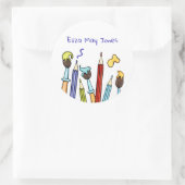 Persoonlijke encils en schildpadden ronde sticker (Tas)