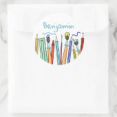 Persoonlijke encils en schildpadden ronde sticker (Tas)