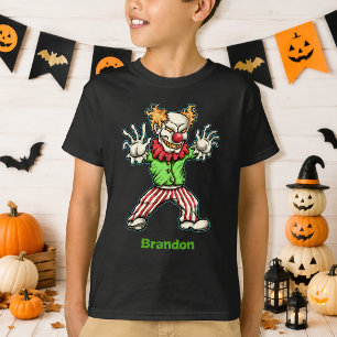 Persoonlijke enge clown Halloween-kinderen T-shirt