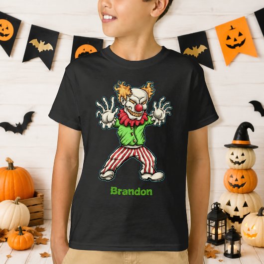 Persoonlijke enge clown Halloween-kinderen T-shirt