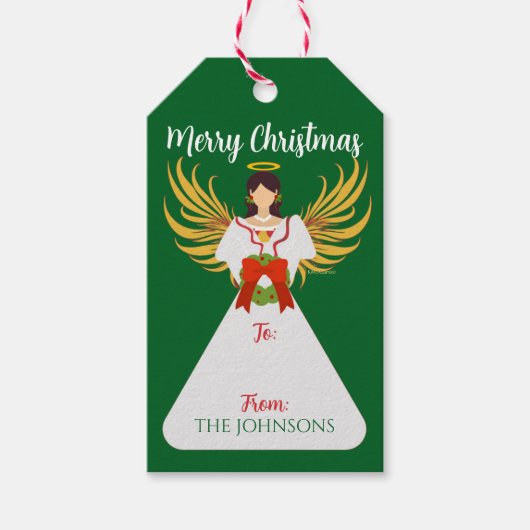 Persoonlijke engel Kerstmis groene krans cadeautag Cadeaulabel (Voorkant)