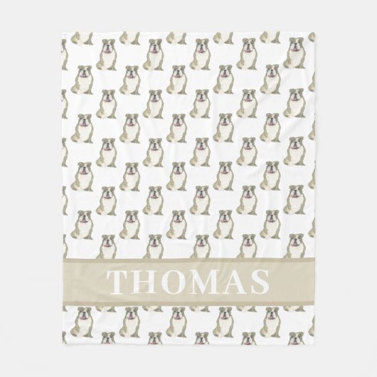 Persoonlijke Engelse Bulldog (Tigstriped) Fleece Deken (Voorkant)