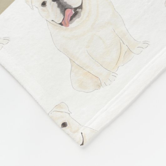Persoonlijke Engelse Bulldog (Wit) Fleece Deken (Hoek)
