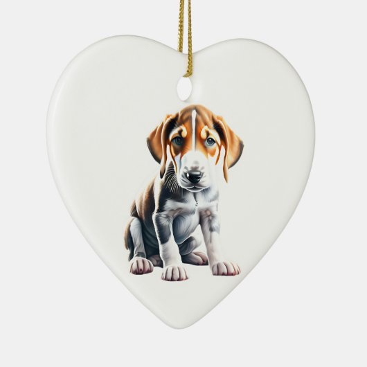Persoonlijke Engelse Foxhound Puppy Keramisch Ornament (Rechts)