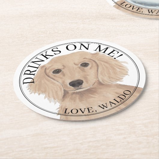 Persoonlijke Engelse Rode Dachshund Hond Huwelijk Ronde Kartonnen Onderzetter (Gebogen)