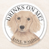 Persoonlijke Engelse Rode Dachshund Hond Huwelijk Ronde Kartonnen Onderzetter (Voorkant)