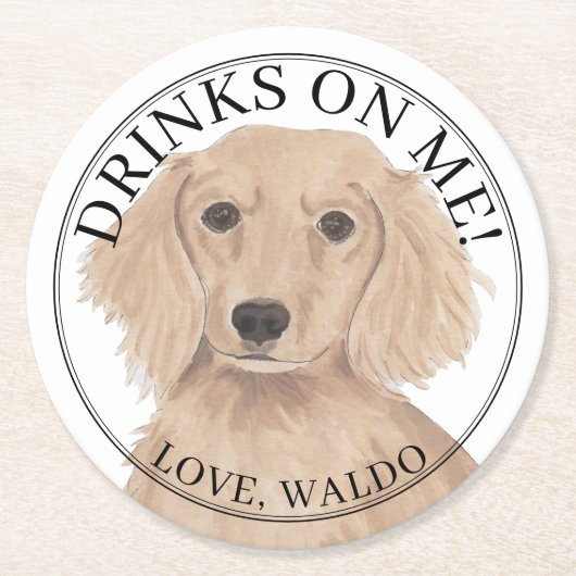 Persoonlijke Engelse Rode Dachshund Hond Huwelijk Ronde Kartonnen Onderzetter (Voorkant)