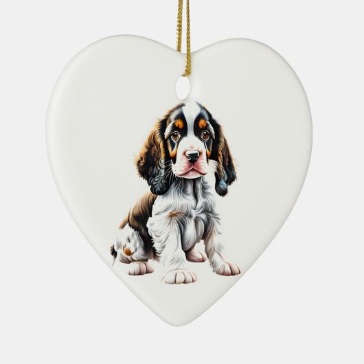 Persoonlijke Engelse Springer Spaniel Puppy Keramisch Ornament (Rechts)