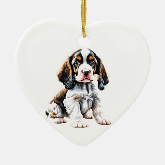Persoonlijke Engelse Springer Spaniel Puppy Keramisch Ornament (Voorkant)
