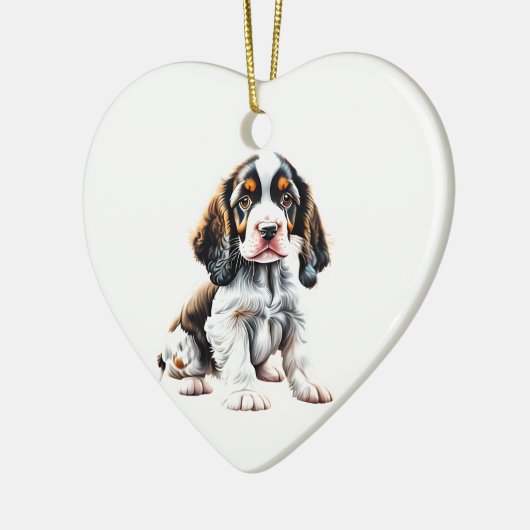 Persoonlijke Engelse Springer Spaniel Puppy Keramisch Ornament (Links)