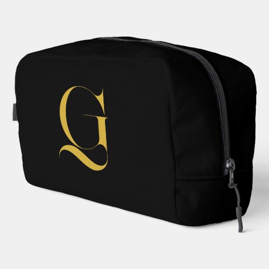 Persoonlijke Enkele Aangepaste Monogram Effen Zwar Toilettasje (Rechterhoek)
