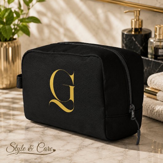Persoonlijke Enkele Aangepaste Monogram Effen Zwar Toilettasje