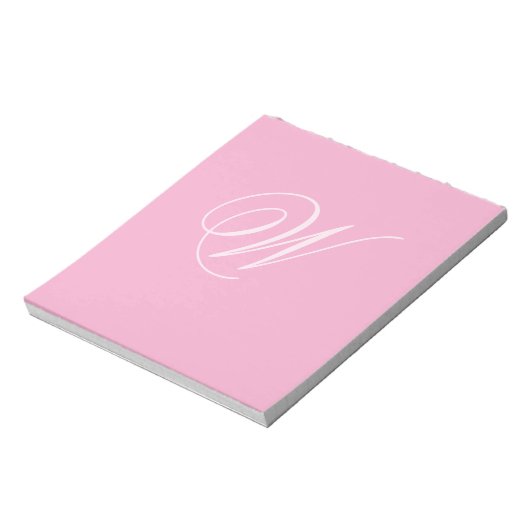 Persoonlijke Enkele Aangepaste Monogram Licht Roze Notitieblok (Linkerzijde)