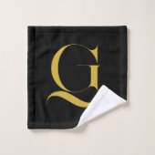 Persoonlijke Enkele Aangepaste Monogram Zwart Washandje (Wasdoekje)