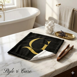 Persoonlijke Enkele Aangepaste Monogram Zwart Washandje