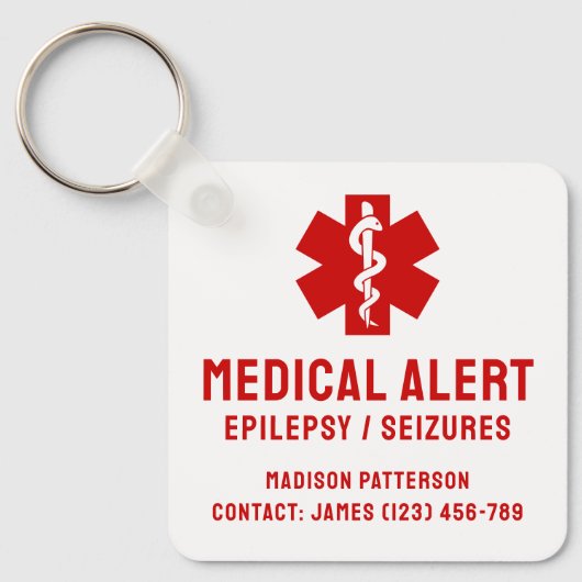 Persoonlijke epilepsie noodhulpmiddelen sleutelhanger (Voorkant)