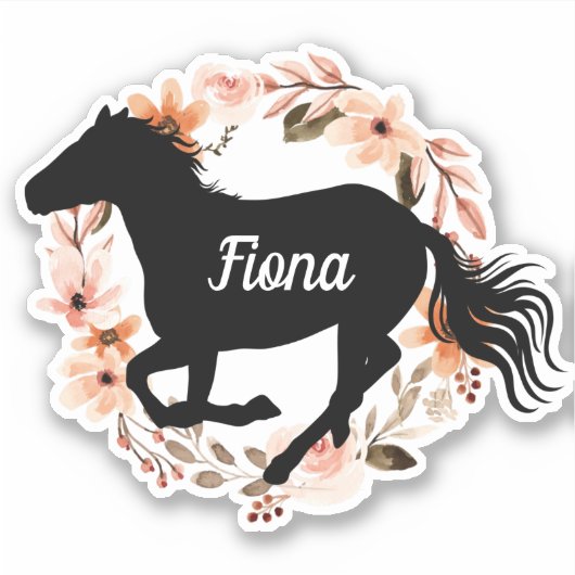 Persoonlijke Equestrische naam Horse silhouette St Sticker (Voorkant)
