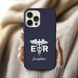 Persoonlijke ER-verpleegster telefoonhoes Caduceus iPhone 15 Pro Case