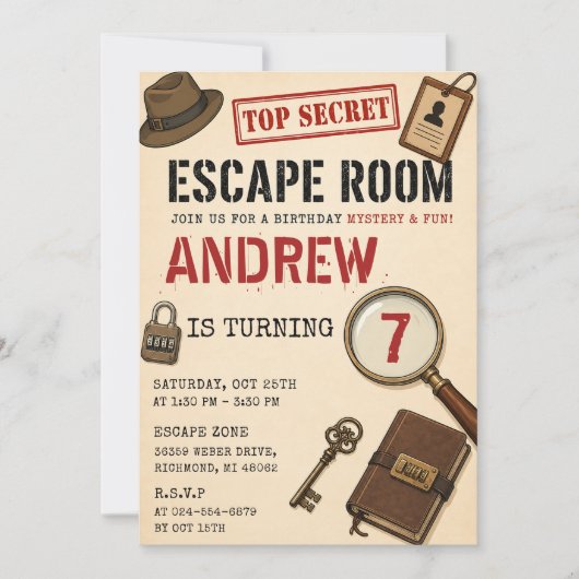 Persoonlijke Escape Room Verjaardag Kaart (Voorkant)