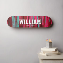 Persoonlijke Est  Kleurrijke Abstracte Rode & Roze Persoonlijk Skateboard