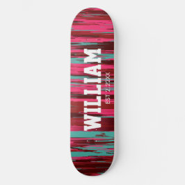 Persoonlijke Est  Kleurrijke Abstracte Rode & Roze Persoonlijk Skateboard