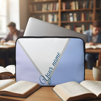 Persoonlijke esthetische blauwe naam cadeau voor h laptop sleeve
