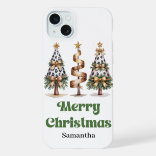 Persoonlijke esthetische luipaard Kerstbomen  iPhone 15 Plus Case