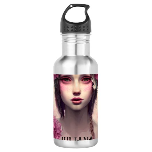 Persoonlijke Ethische Meisje met Roze Sproeten Waterfles (Voorkant)