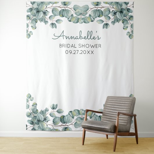 Persoonlijke Eucalyptus Bruidsdouche Foto Prop Wandkleed (In situ)