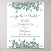 Persoonlijke Eucalyptus Bruiloft Dranken Poster (Voorkant)