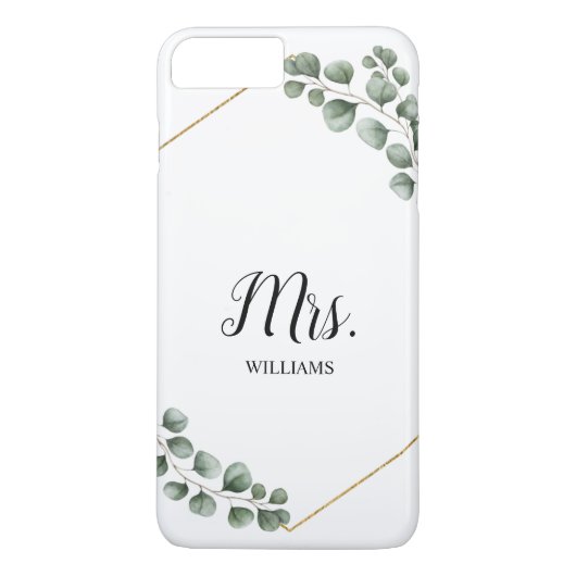 Persoonlijke Eucalyptus Groene Mrs Bruid Case-Mate iPhone Case (Achterkant)