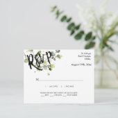 Persoonlijke Eucalyptus Groene Reactie RSVP Briefkaart (Staand voorkant)