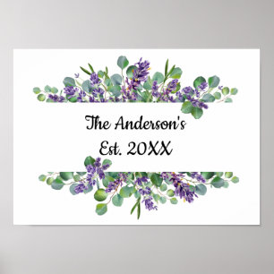 Persoonlijke Eucalyptus Lavendel Groene Huwelijk Poster